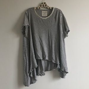 Free People Striped Asymmetrical Tee